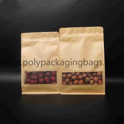 Kraft paper composite zipper bag with frosted window in front