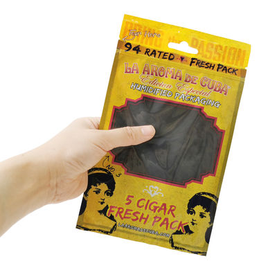 طباعة مخصصة أكياس تعبئة سيجار زيبلوك سيجار أكياس بلاستيكية رطبة مع طبقة ترطيبية