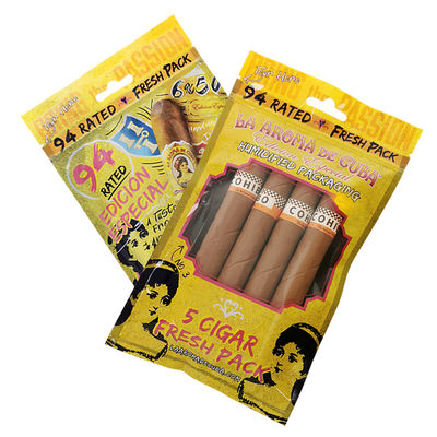 طباعة مخصصة أكياس تعبئة سيجار زيبلوك سيجار أكياس بلاستيكية رطبة مع طبقة ترطيبية