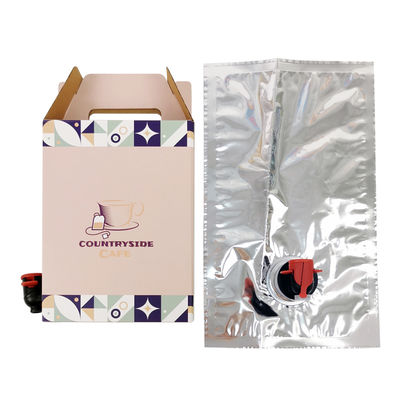 تخصيص 2 لتر 3 لتر 5 لتر عبوة كرتون ورقية يمكن التخلص منها قهوة شراب بارد صندوق عصير موزع كيس في صندوق كيس معقم