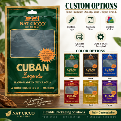 Custom Printing logo Humidified Cigar Bag with Ziplock and Clear Window Resealable Humidity Pouch for 5 Cigars Storage Packing