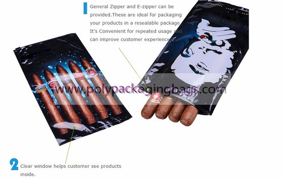 أكياس سيجار زيبلوك قابلة للإغلاق بنظام الترطيب مع مرطب سيجار منزلق للسفر