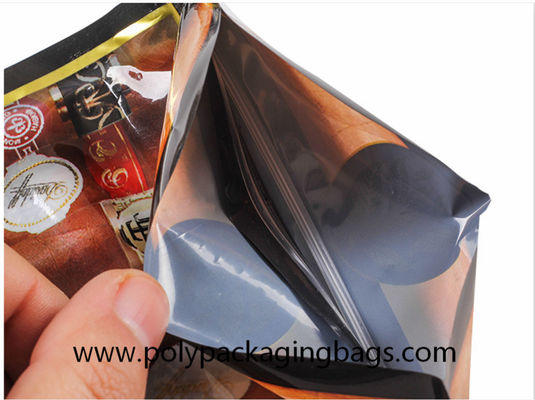 ثلاثة أختام جانبية 0.09 مللي متر أكياس قابلة للإغلاق من السيجار Ziplock حقيبة مرطب للتبغ