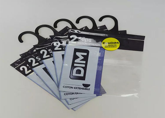 أكياس شماعات الملابس البلاستيكية المعاد تدويرها ، كيس بولي OPP PE مع هوك